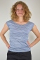 Preview: Damen T-Shirt Viskose Blau-Grau gestreift Ansicht von vorne