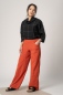 Preview: Wide Leg Hose für Damen Orange Ansicht seitlich von vorne