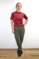 Preview: Joggpants für Damen in Olivgrün aus weichem Breitcord Ansicht Front