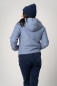 Preview: Jacke Damen Wolle Hellblau Kapuze Ansicht seitlich von hinten