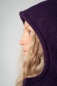 Preview: Wolljacke für Damen Lila Detailansicht Kapuze