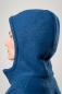 Mobile Preview: Wolljacke für Damen in Blau Detailansicht Kapuze