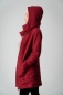 Preview: Roter Wollmantel "Kama" für Damen mit Kapuze Ansicht von linker Seite