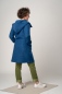 Preview: Wollmantel für Damen Blau Ansicht seitlich von hinten