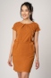 Mobile Preview: Jerseykleid kurz in Orange Nahansicht seitlich von vorne