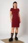 Preview: Kurzes Kleid "Ross" in Weinrot aus Bio-Baumwolle Ansicht von vorne