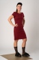 Preview: Kurzes Kleid "Ross" in Weinrot aus Bio-Baumwolle Ganzkörperbild