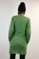 Preview: Sweatkleid in Grün kurz aus Bio-Baumwolle langarm mit Stehkragen Rückansicht