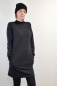 Preview: Sweatkleid in Schwarz kurz aus Bio-Baumwolle langärmelig mit Stehkragen