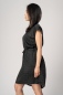 Preview: Schwarzes Viskose Kleid "Anouk" mit grünen Punkten links im Seitenprofil
