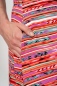 Preview: Viskose Kleid "Coral" in Pink mit bunten Streifen Detailbild von Seitentasche rechts