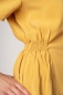 Mobile Preview: Kurzes Cupro Kleid "Cozy" Gelb Detailansicht Raffung in Taille