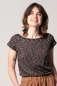 Preview: T-Shirt für Damen in Schwarz mit braunem Muster Ansicht Front
