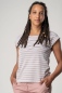 Preview: T-Shirt "Lilly" Damen in Weiß, Rosa, Glitzer breit gestreift von linker Seite