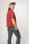 Preview: Rotes T-Shirt "Ruma" Damen BIO mit Stehkragen Ansicht von rechter Seite