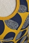 Preview: Tanktop Damen Gelb mit blauen Blättern Detailansicht Rundhalsausschnitt