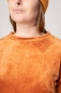 Preview: Nicki Shirt für Damen Orange Samt Detailansicht kleiner Stehkragen