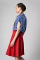 Mobile Preview: Viskose Bluse Kurzarm für Damen Blau mit Gänseblümchen von linker Seite