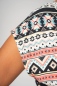 Preview: Viskose Bluse Damen buntes Inkamuster Detailansicht von Kurzärmel