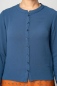 Preview: Bluse Langarm für Damen in Blau mit Knopfleiste ohne Kragen Detailansicht Front