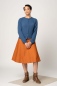 Preview: Bluse Langarm für Damen in Blau mit Knopfleiste ohne Kragen Ansicht Ganzkörper