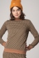 Mobile Preview: Stehkragen Pullover Damen Art Deco Muster Beige