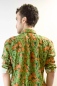 Preview: Leinenhemd für Herren Langarm mit floralem Haiwaiihemd-Muster Detailansicht Rücken