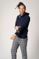 Preview: Hoodie "Carlo" in Farbe navy von linker Seite  in Kombi mit Joggpants Alfonso