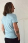 Mobile Preview: Viskose T-Shirt "Theo" Herren Streifen Türkis-Weiß Ansicht von hinten