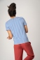 Preview: Viskose T-Shirt "Theo" für Herren in Blau Weiß quer gestreift Ansicht von hinten