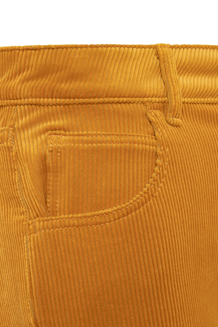 Cordhose  High Waist für Damen in Gelb Detailansicht Seitentasche