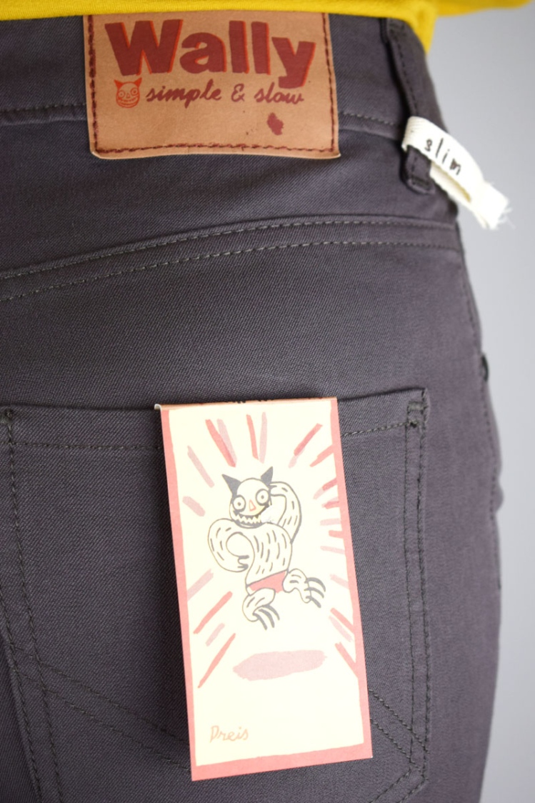 Hose für Damen in Grau Slim Fit Detailansicht von Gesäßtasche