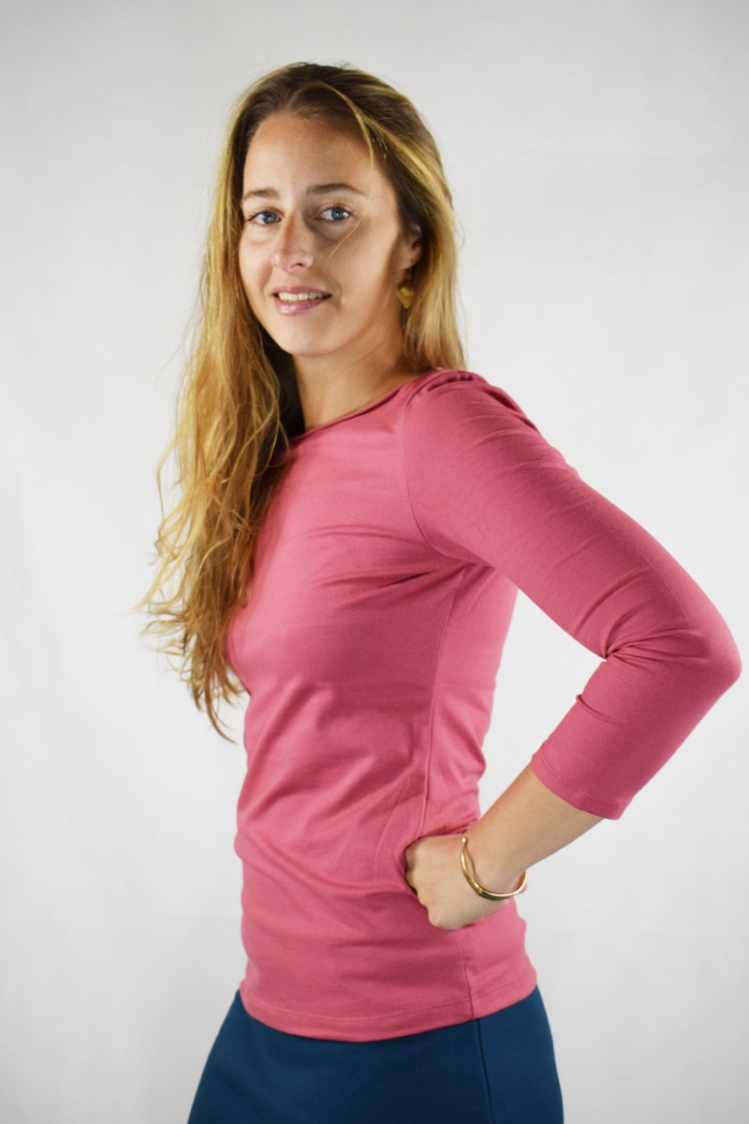 3/4-Arm-Shirt "Lora" in rosa von der linken Seite