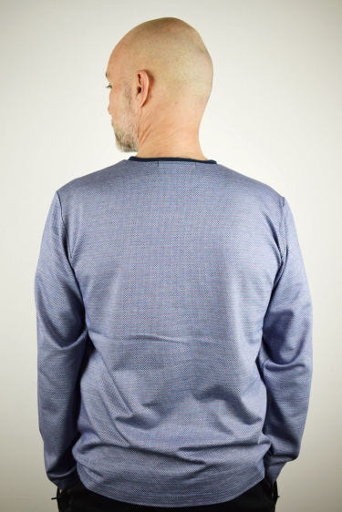 Shirt "Sean II" - blau/weiss/rot mit Wabenmuster