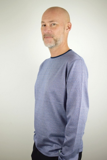 Shirt "Sean" - blau/weiss/rot mit Wabenmuster