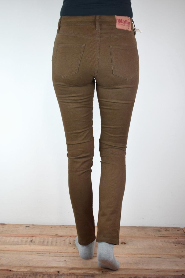 Slim Hose für Damen in Braun mit schwarzen Streifen Ansicht rechte Seite Ansicht von hinten