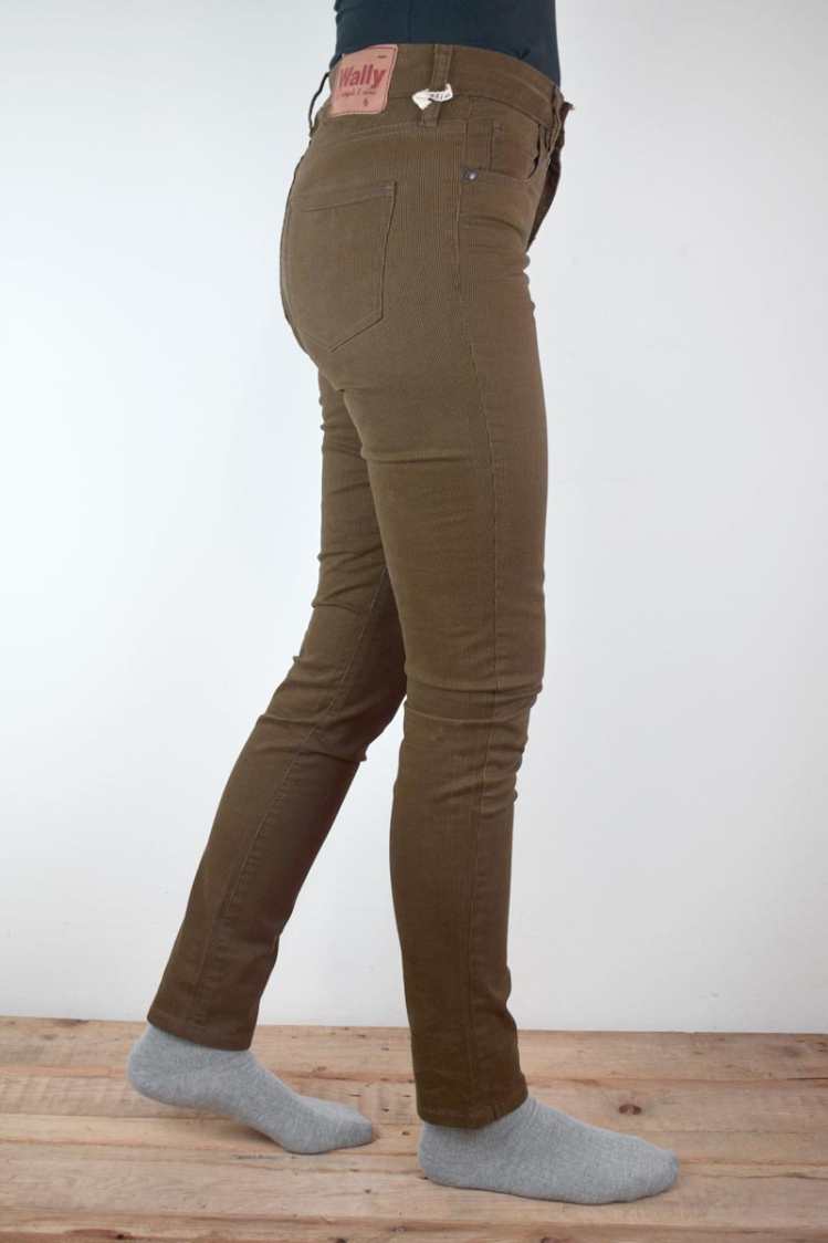 Slim Hose für Damen in Braun mit schwarzen Streifen Ansicht rechte Seite