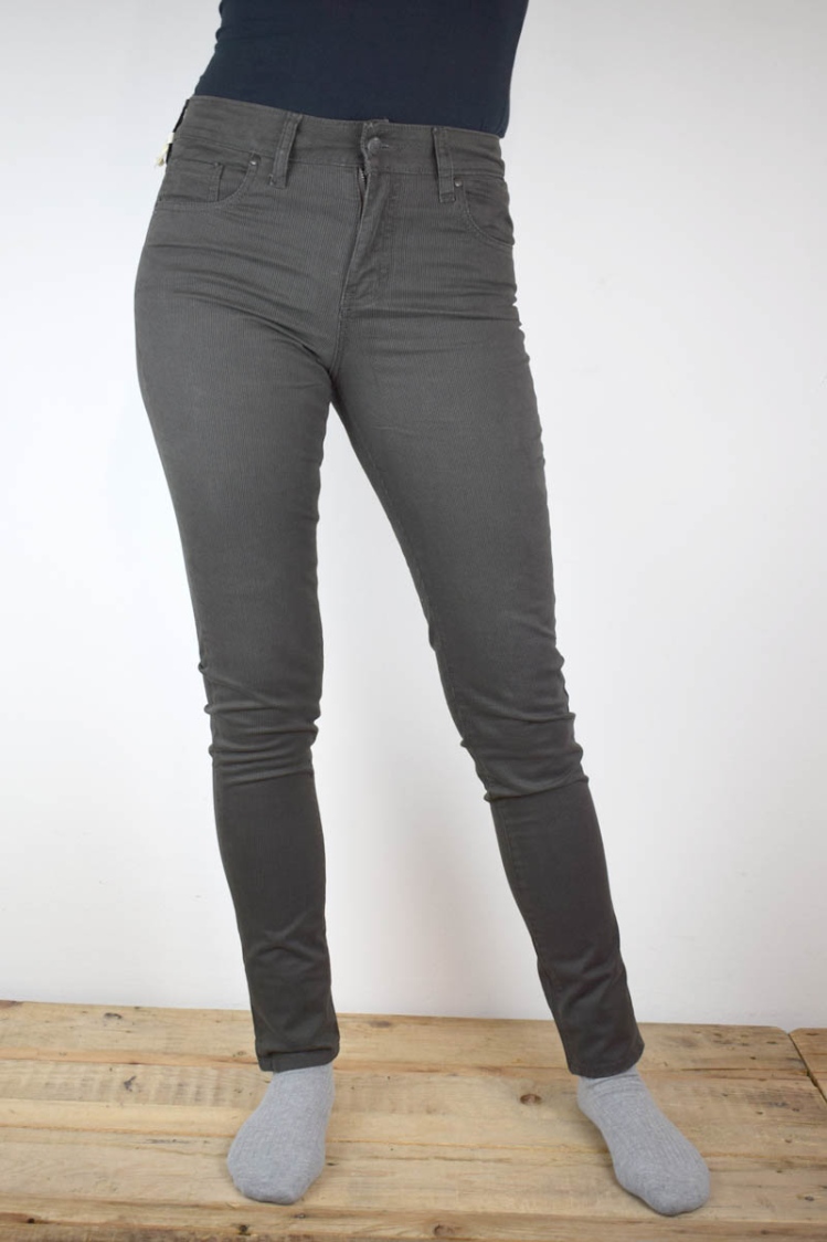 Slim Hose für Damen in Grau mit feinen schwarzen Streifen