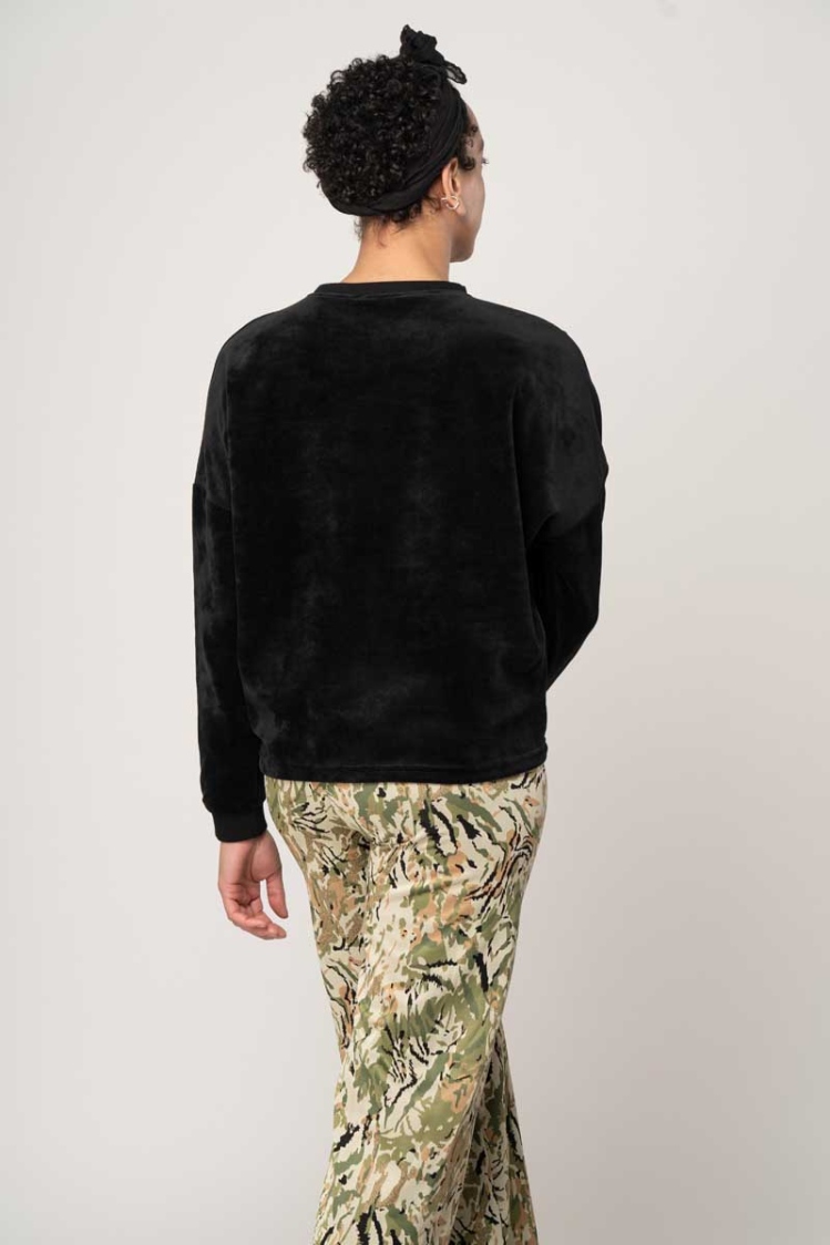 Culotte Hose für Damen mit Camouflage Muster in Beige und Grün Rückansicht