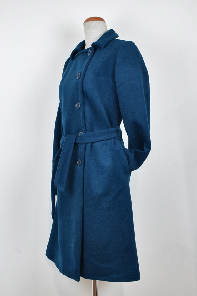 Mantel "Tara" aus Wolle für Damen in Blau Ansicht von linker Seite