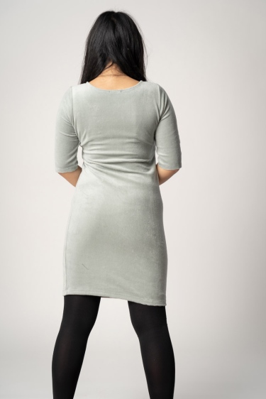 Kleid "Goss" Halbarm Jerseycord in Mintgrün von hinten