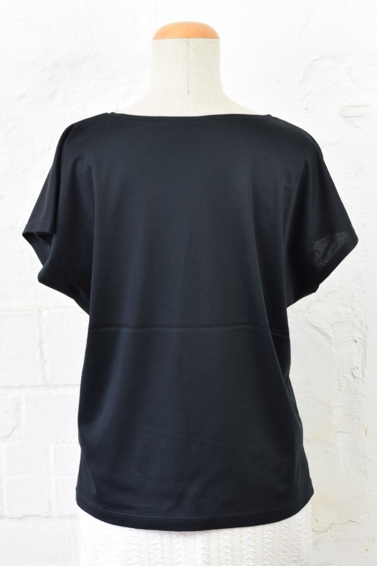 Schwarzes T-Shirt "Rosee" Bio-Baumwolle für Damen Ansicht von hinten