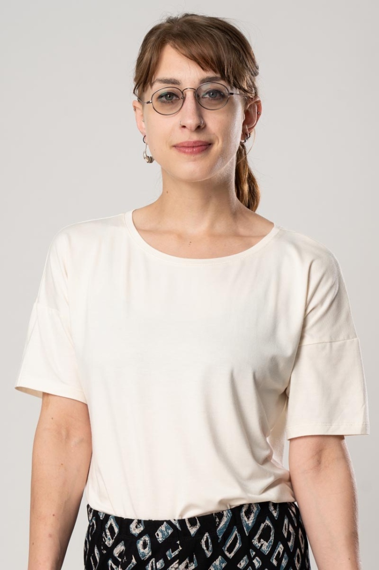 Viskose T-Shirt "Uta" in Cremeweiß für Damen