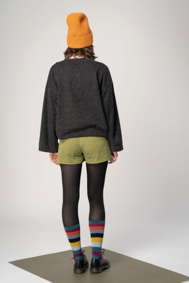 Oversize Pullover "Sol" Viskose in Anthrazit meliert für Damen von hinten