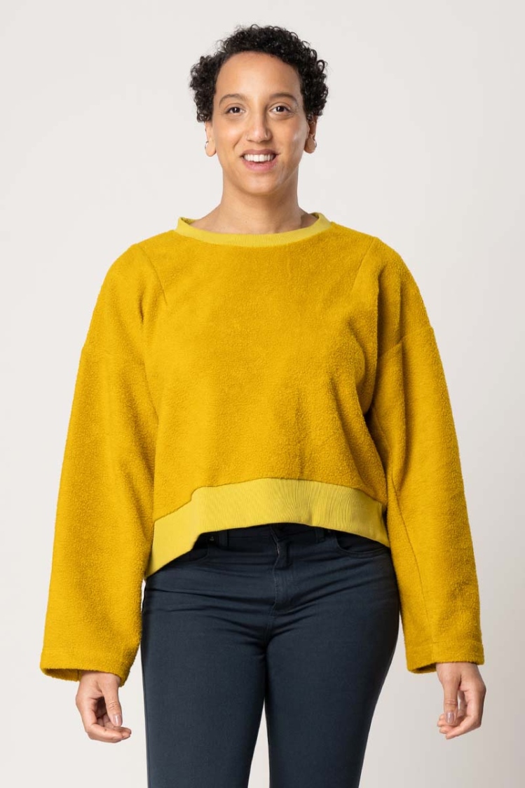 Teddyplüsch Pullover für Damen in Gelb Ansicht Front