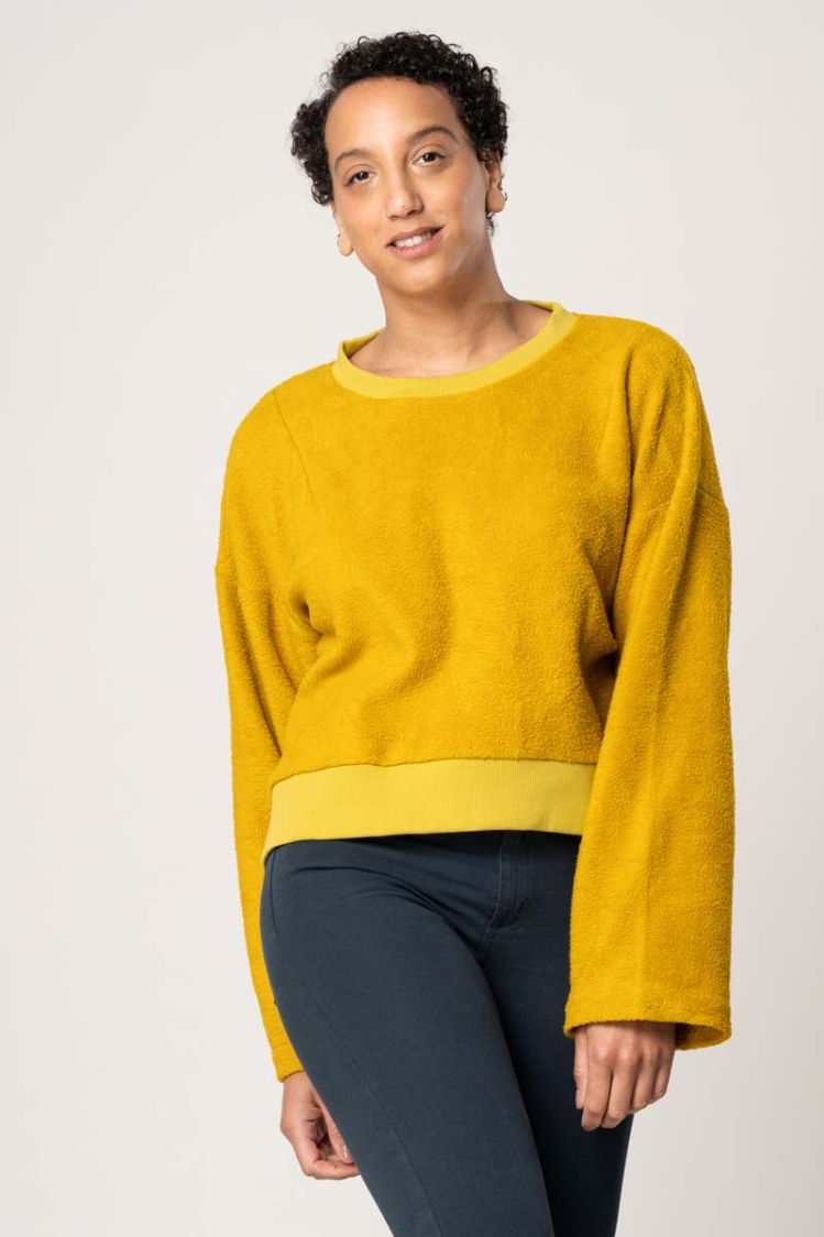 Teddyplüsch Pullover für Damen in Gelb