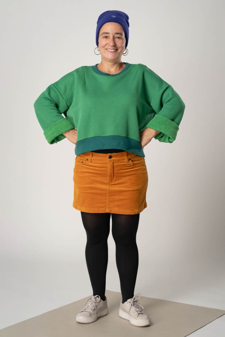 Oversize Pullover für Damen in Grün Ansicht von vorne