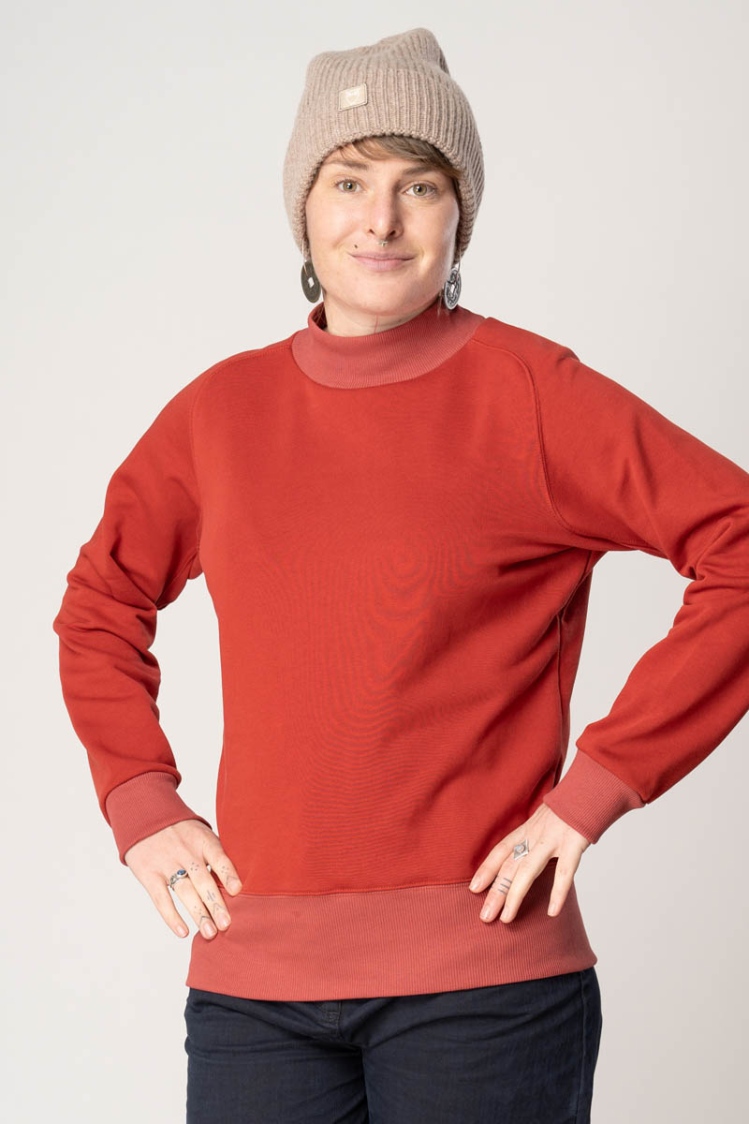 Sweatshirt für Damen nachhaltig in Rot Ansicht von vorne