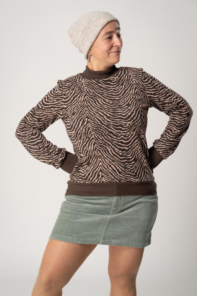 Pullover "Ewe" für Damen mit Zebra Animal Print Ansicht von vorne