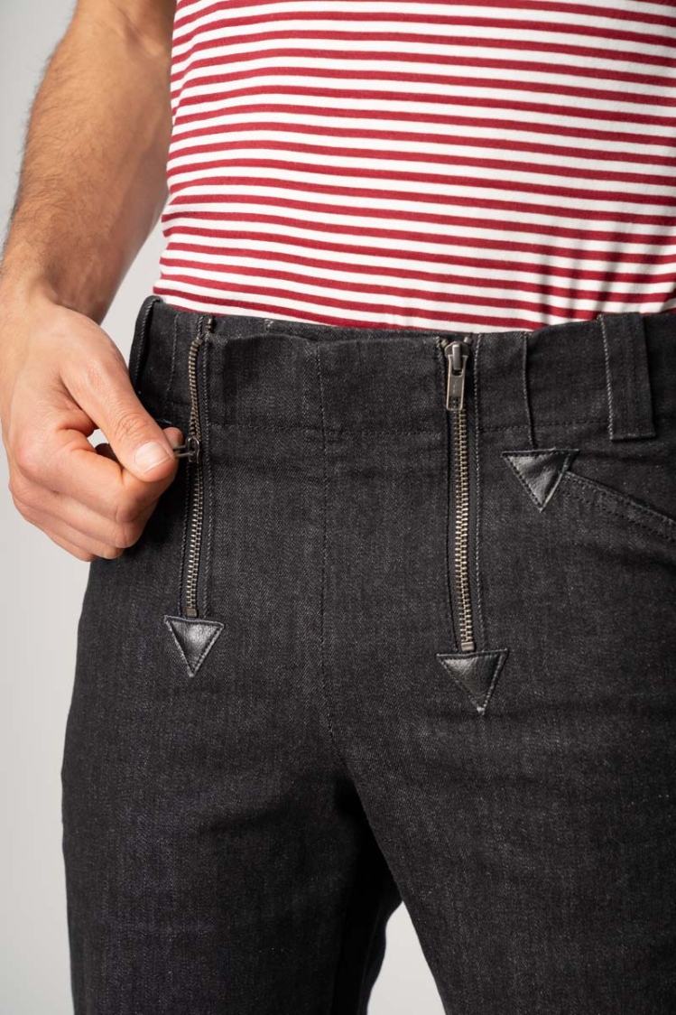 Schwarze Jeans Schlaghose "Zimmermann" für Herren Detailaufnahme von Verschluss